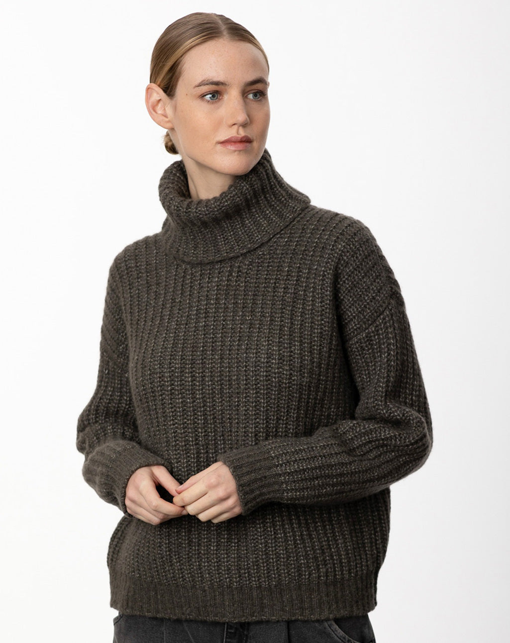 Boxy coltrui | Boxy Ribbed Polo Neck