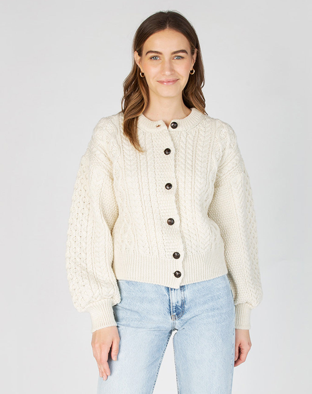 Cropped Aran Cardigan | Clover