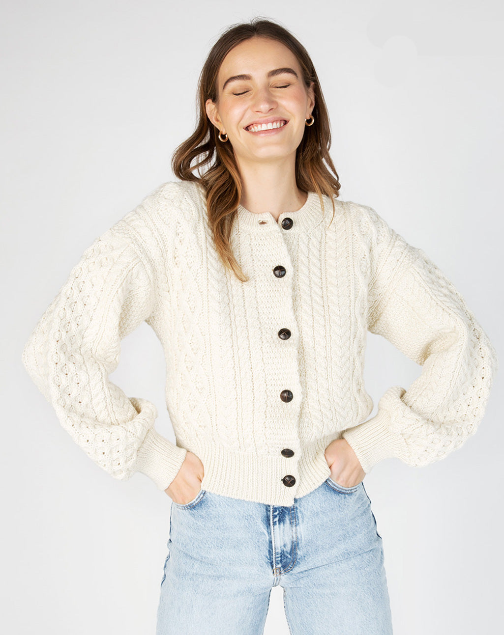 Cropped Aran Cardigan | Clover