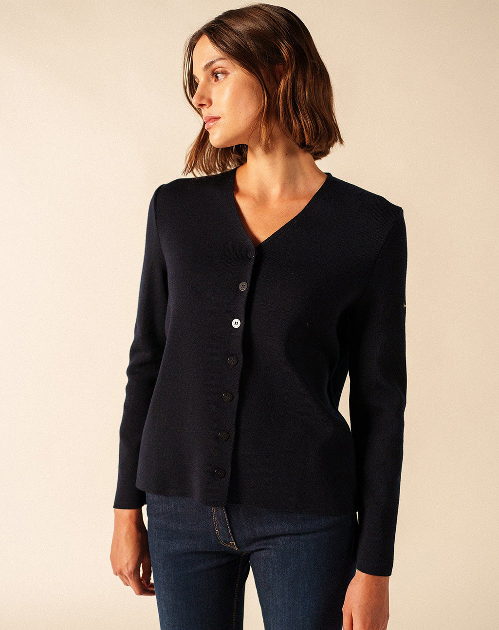 Lichtgrijze AMERICAN VINTAGE Vest VITOW CARDIGAN