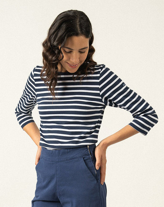 Traditioneel Bretons gestreept shirt ¾ mouw | LICHT KATOEN | Galathée II