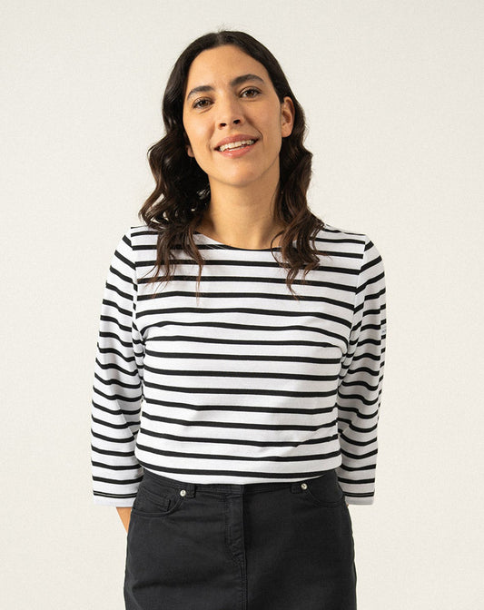 Traditioneel Bretons gestreept shirt ¾ mouw | LICHT KATOEN | Galathée II