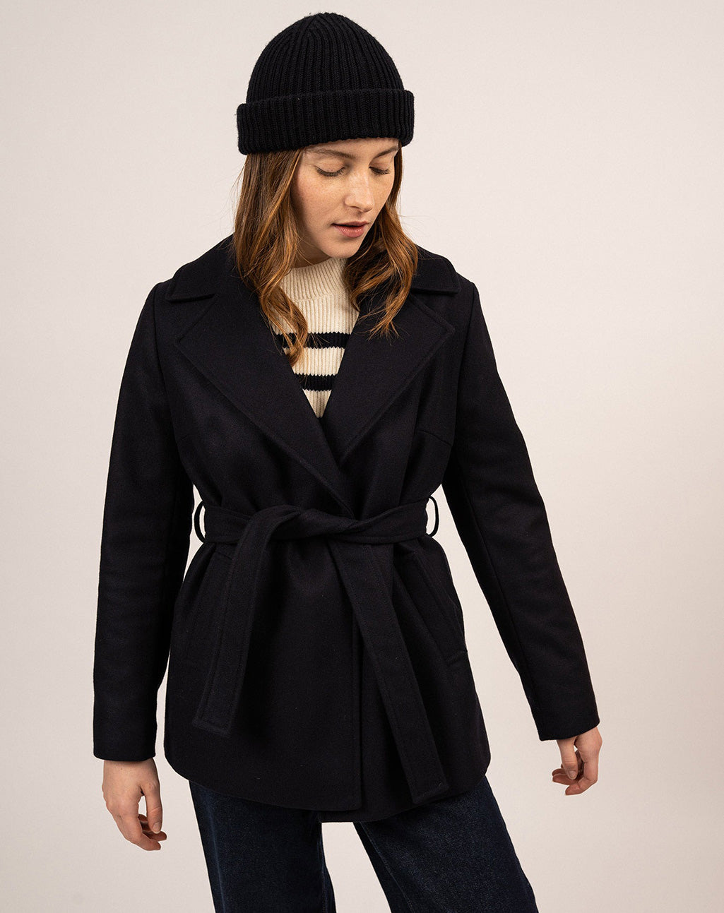 Korte peacoat met ceintuur | Ste Laury