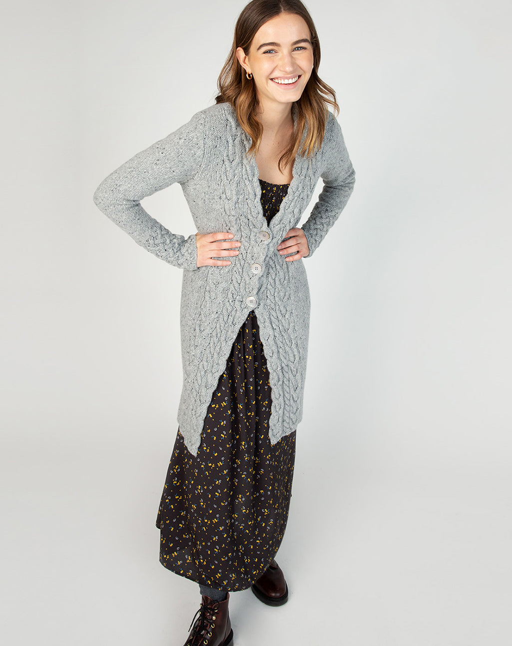 Lang Iers vest met V-Hals | Horseshoe Cable Coat