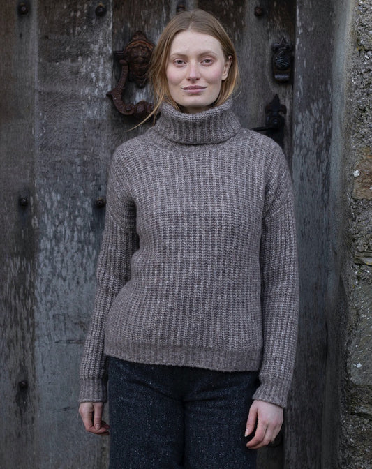 Boxy coltrui | Boxy Ribbed Polo Neck