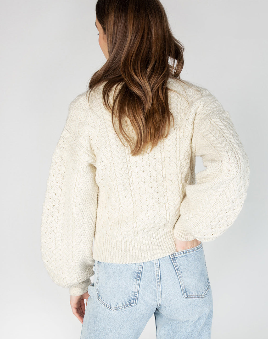 Cropped Aran Cardigan | Clover