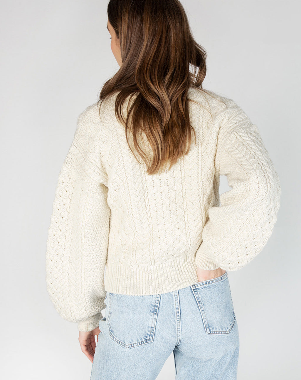 Cropped Aran Cardigan | Clover