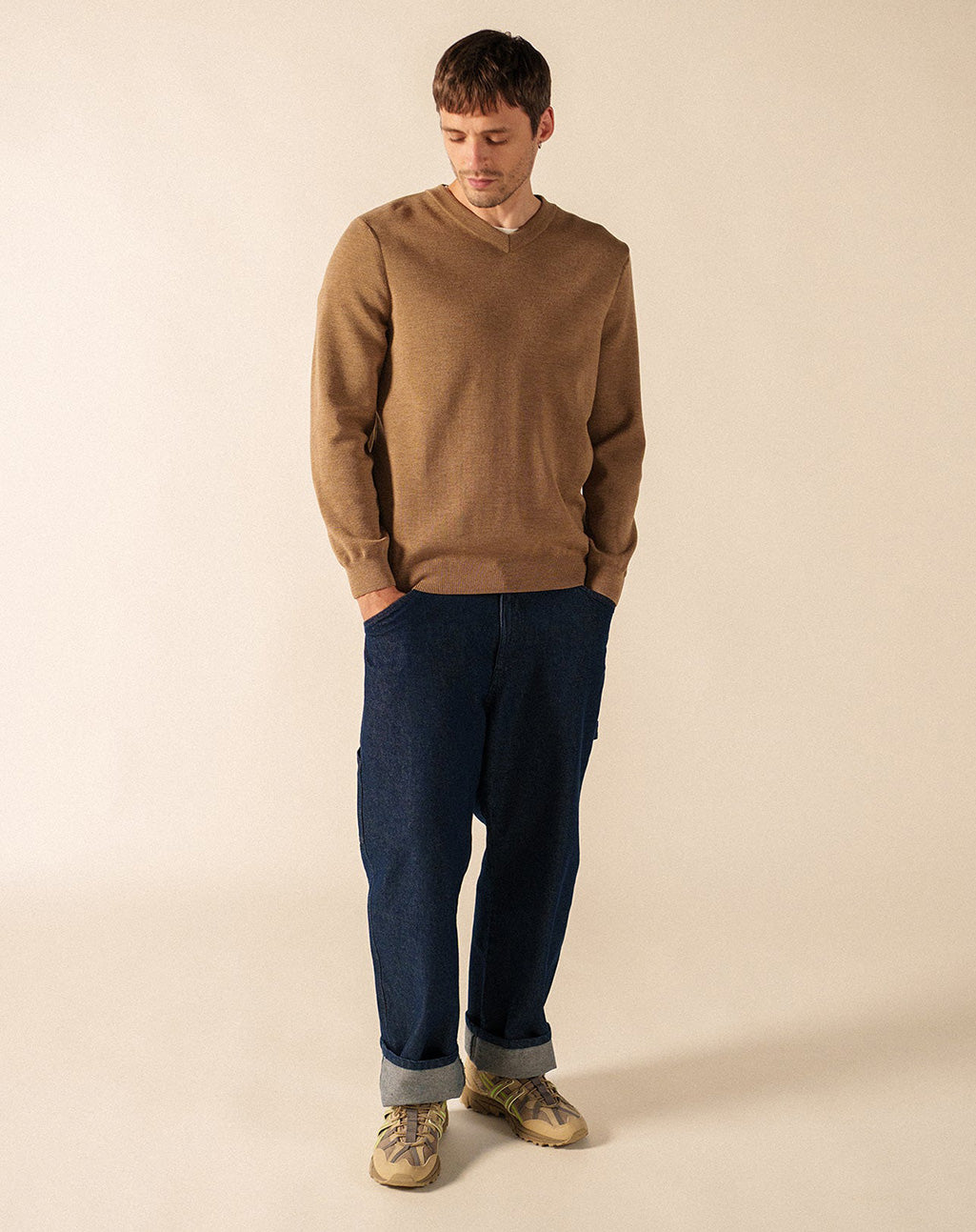 Fijngebreide merinowollen V-halstrui | Cuirassé