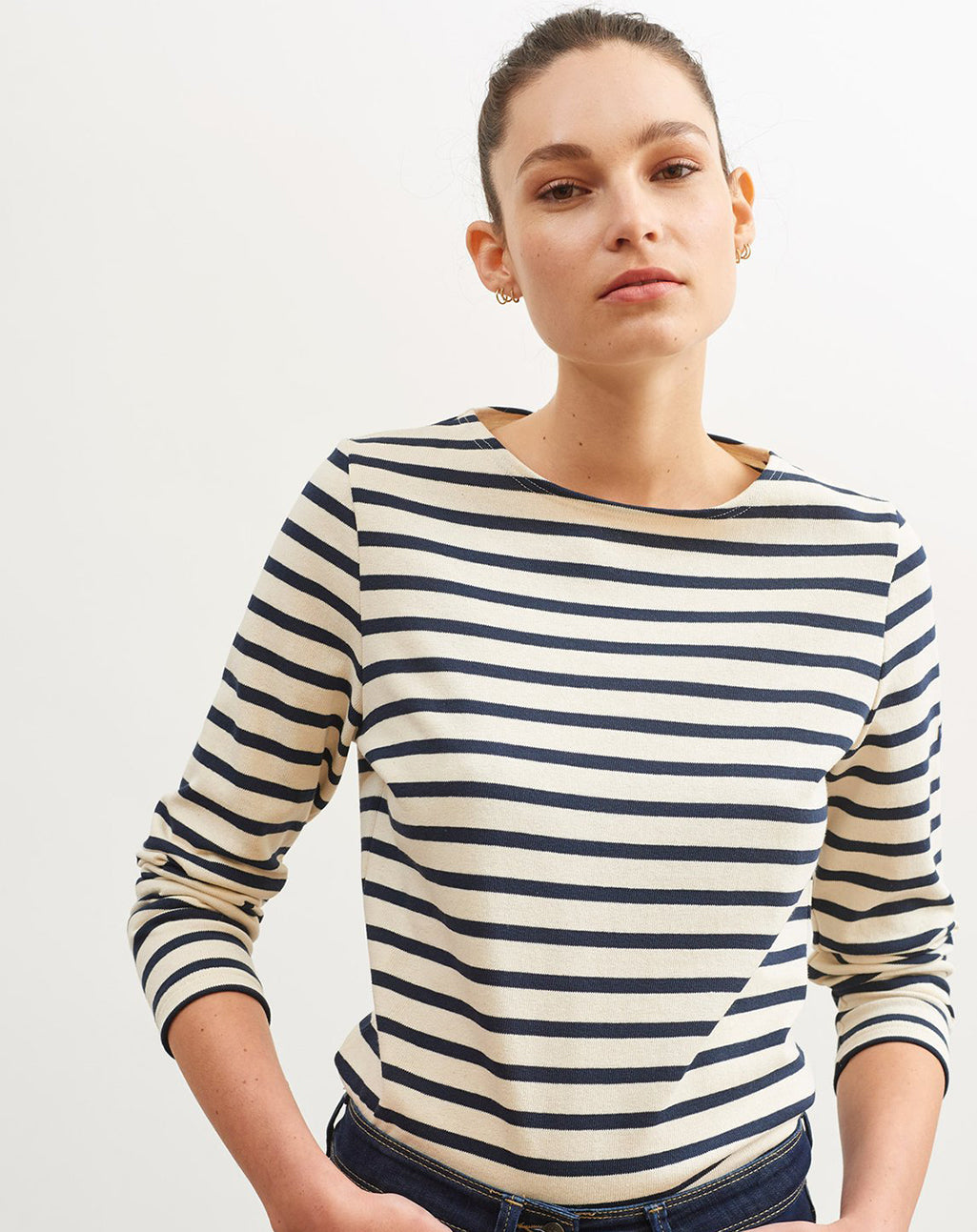 Het klassiek Bretons gestreepte dames-shirt (marinière) | Meridame II